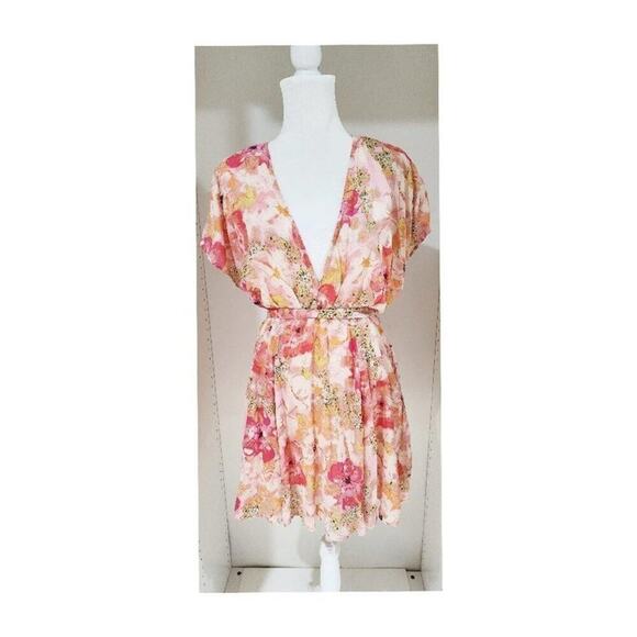 NWT Free People Freddy Tie Mini Dress Size L (Fruit Punch) - Picture 4 of 6